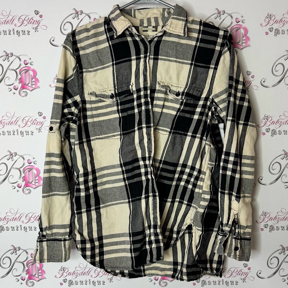 Ralph Lauren Black and White Casual Button Down Shirt plaid striped stripes